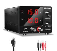 NICE-POWER Fuente de alimentación CC variable de 0 ~ 30 V 0 ~ 10 A, visualización LED de 3 dígitos corriente y voltaje ajustable de 150 W fijo con codificador Fuente de alimentación de banco de CC 15