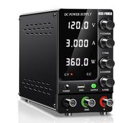 NICE-POWER Fuente de alimentación de CC variable, 120 V, 3 A, ajustable, alimentación CC regulada con interruptor de salida, pantalla LED de 4 dígitos de alta precisión, fuentes
