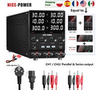 NICE-POWER Fuente de alimentación de doble canal 30V 10A, fuente de laboratorio ajustable 30V 5A 60V 5A 120V 3A, salida serie y paralelo con una tecla, envío rápido desde almacén local 30V 10A DUAL CH