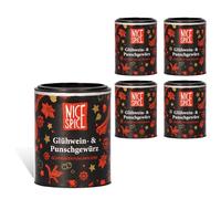 NICE SPICE 5 latas (5 x 35 g), mezcla de especias para vino caliente aromático, bebidas calientes, regalo para los amantes de las especias, suministro de especias