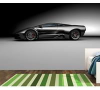 Nice Wall Mural Fotográfico De Coche Deportivo Plata, 100x72 Pulg