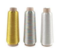 Nicear 3 Piezas Kit De Hilo De Bordado Metálico Para Máquina 3250M Cada Carrete Computarizado Y Costura Decorativa Oro Plata Y Degradado