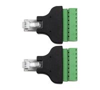 Nicear Adaptador de 2 conectores RJ45 macho a bloque de terminales de 8 pines para CCTV/DVR, conector Ethernet hembra a conector de tornillo de 8 pines.