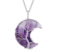 Nicear Collar Gótico de Cristal con Colgante Luna Creciente y Árbol de la Vida - Joyería Femenina con Simbolismo de Sanación (Regalos Únicos para Amantes del Estilo Gótico/Wicca)
