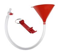Nicear Embudo de cerveza de un solo tubo con válvula de agua de plástico, embudo de cerveza de doble cabezal con válvula y abridor de botellas para beber, fiestas, juegos, rojo