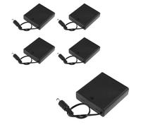 Nicear Paquete de 5 conectores macho CC de 5,5 x 2,1 mm con 4 soportes para pilas de 1,5 V y 6 V con interruptor de encendido/apagado y tapa. Caja de pilas AA con tapa. Fácil de instalar.