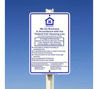 Niceast Cartel de metal con texto en inglés "We Do Business in Accordance with The Federal Fair Housing Law Law - Cartel de metal para decoración de pared, 20,3 x 30,5 cm