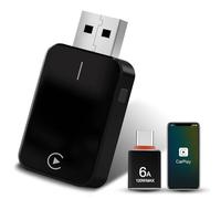 NiceBest CarPlay Wireless Adapter Negro para Coches con Cable Desde 2016, Convierte Cable a Inalámbrico para iPhone,Mini Adaptador Inalámbrico Carplay Compatible con iPhone iOS 10+ y