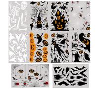 NiceBest Halloween Ventanas Decoracion 10 Hojas, Halloween Adhesivos Electrostáticos con Arañas, Murciélagos, Calabazas, Fantasmas para Interiores Exteriores para Casas Embrujadas y Fiestas
