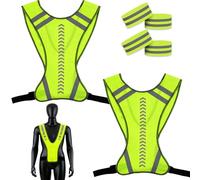 NiceBest Ropa Reflectora Caminar Hombres y Mujeres, Chalecos Reflectantes de Alta Visibilidad para Correr, Ciclismo y Trotar (Chaleco Reflectante 2 Piezas y Cinta Reflectante 4 Piezas)