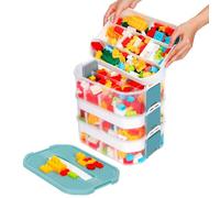 Nicecastle Caja Almacenaje Plastico para Lego Bloques Construccion Niños Cajas Juguetes Organizador Cajones Apilables Caixas Almacenamiento 3 Capas Transparente con Tapa Compartimentos Asa