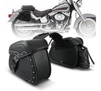 NICECNC Alforjas De La Motocicleta De Cuero De PU, 22L De Gran Capacidad Lateral Bolsas De SillíN con Portavasos Y Bloqueo, Compatible with Sportster Softail Dyna Shadow Road King Universal, 2PCS