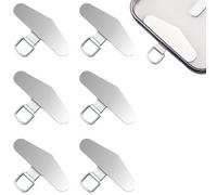 NICECRAFT 6 etiquetas de metal para ataduras de teléfono de 1.9 x 0.9 pulgadas, parche plateado para teléfono celular, correa de acero inoxidable, accesorio para teléfono inteligente, sin adhesivo,