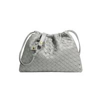 NICECY Bolso de la suerte, un solo hombro para mujer tejido a mano con cordón Billado nube Cruzado retro de moda(gris claro)