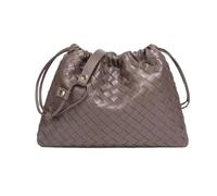 NICECY Bolso de la suerte, un solo hombro para mujer tejido a mano con cordón Billado nube Cruzado retro de moda(taupe)