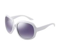 NICECY Gafas de sol de montura grande de cara redondeada para mujer, dientes de bisagra de moda(blanco)
