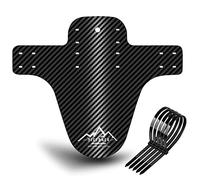 NICEDACK Guardabarros MTB, Guardabarros Bicicleta Montaña, MTB Mudguard Delantero y Trasero Compatible se Adapta a 20" 22" 26" 27,5" 29 Pulgadas de Bici y Bicicleta Fat (Negro+Logo Plateado(1pc))