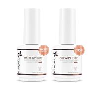 Nicedeco 15ML No Wipe Top Coat Semipermanentes and Top Coat Mate Semipermanentes Durable at Home DIY Nail Salon Quality 2PCS Nail Polish Kit for Pedicure and Manicure UV/LED