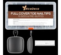Nicedeco 240Pcs Postizas Cuadradas Transparentes para Pies 15 Tamaños Uñas de Pie Completas de Cobertura Total, Falsas Uñas Mate Acrílicas Gel Suave Sin Necesidad de Limar para Salón y DIY en Casa-021