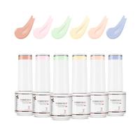 Nicedeco 4 en 1 Juego de Base de Caucho para Uñas Esmaltes Semipermanentes de Gel UV/LED Soak Off Duraderos Nail Art Manicure Salon DIY Vegano 6 x 5ml Set 62
