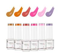 Nicedeco 4 en 1 Juego de Base de Caucho para Uñas Esmaltes Semipermanentes de Gel UV/LED Soak Off Duraderos Nail Art Manicure Salon DIY Vegano 6 x 5ml Set 66