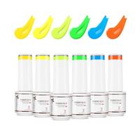 Nicedeco 4 en 1 Juego de Base de Caucho para Uñas Esmaltes Semipermanentes de Gel UV/LED Soak Off Duraderos Nail Art Manicure Salon DIY Vegano 6 x 5ml Set 67