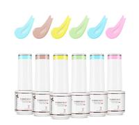Nicedeco 4 en 1 Juego de Base de Caucho para Uñas Esmaltes Semipermanentes de Gel UV/LED Soak Off Duraderos Nail Art Manicure Salon DIY Vegano 6 x 5ml Set 63