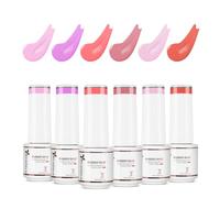 Nicedeco 4 en 1 Juego de Base de Caucho para Uñas Esmaltes Semipermanentes de Gel UV/LED Soak Off Duraderos Nail Art Manicure Salon DIY Vegano 6 x 5ml Set 64