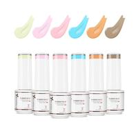 Nicedeco 4 en 1 Juego de Base de Caucho para Uñas Esmaltes Semipermanentes de Gel UV/LED Soak Off Duraderos Nail Art Manicure Salon DIY Vegano 6 x 5ml Set 65