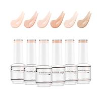 Nicedeco 4 en 1 Juego de gel base de goma para uñas, Nude Rose Pink Sheer Color Gel Nail Polish UV LED Soak Off, Goma elástica Nail Strengthen Enhance Base Coat 6 x 8ml-Vegano Set 34