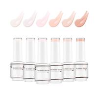 Nicedeco 4 en 1 Juego de gel base de goma para uñas, Nude Rose Pink Sheer Color Gel Nail Polish UV LED Soak Off, Goma elástica Nail Strengthen Enhance Base Coat 6 x 8ml-Vegano Set 35
