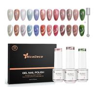 Nicedeco Cat Eye Gel Nail Polish Set, UV/LED Soak-Off Magnetic Gel Polish Nail Art Manicure Pedicura Para Uso Larga Duración y Fácil de Aplicar Sin Crueldad 12x5ml Vegano, SET12