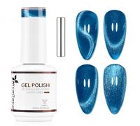 Nicedeco Esmalte Gel Cat Eye Magnético Azul Transparente 15ml con Imán - Efecto Cristal Brillante Larga Duración Brillo Reflectante Esmalte de Uñas UV Translúcido para Salón y DIY - Vegano