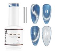 Nicedeco Esmalte Gel Cat Eye Magnético Azul Transparente 15ml con Imán - Efecto Cristal Brillante, Larga Duración Brillo Reflectante Esmalte de Uñas UV Translúcido para Salón y DIY - Vegano