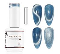 Nicedeco Esmalte Gel Cat Eye Magnético Azul Transparente 15ml con Imán - Efecto Cristal Brillante, Larga Duración Brillo Reflectante Esmalte de Uñas UV Translúcido para Salón y DIY - Vegano
