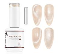 Nicedeco Esmalte Gel Cat Eye Magnético Dorado Transparente 15ml con Imán - Efecto Cristal Brillante Larga Duración Brillo Reflectante Esmalte de Uñas UV Translúcido para Salón y DIY - Vegano