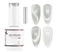 Nicedeco Esmalte Gel Cat Eye Magnético Gris Transparente 15ml con Imán - Efecto Cristal Brillante Larga Duración Brillo Reflectante Esmalte de Uñas UV Translúcido para Salón y DIY - Vegano