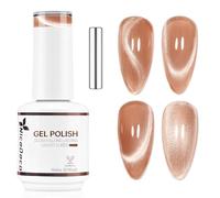 Nicedeco Esmalte Gel Cat Eye Magnético Marrón Rosado Transparente 15ml con Imán - Efecto Cristal Brillante Larga Duración Brillo Reflectante Esmalte de Uñas UV Translúcido para Salón y DIY - Vegano