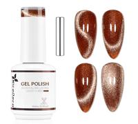 Nicedeco Esmalte Gel Cat Eye Magnético Marrón Transparente 15ml con Imán - Efecto Cristal Brillante Larga Duración Brillo Reflectante Esmalte de Uñas UV Translúcido para Salón y DIY - Vegano