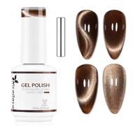 Nicedeco Esmalte Gel Cat Eye Magnético Marrón Transparente 15ml con Imán - Efecto Cristal Brillante Larga Duración Brillo Reflectante Esmalte de Uñas UV Translúcido para Salón y DIY - Vegano