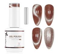 Nicedeco Esmalte Gel Cat Eye Magnético Marrón Transparente 15ml con Imán - Efecto Cristal Brillante Larga Duración Brillo Reflectante Esmalte de Uñas UV Translúcido para Salón y DIY - Vegano