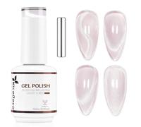 Nicedeco Esmalte Gel Cat Eye Magnético Morado Nude Transparente 15ml con Imán - Efecto Cristal Brillante Larga Duración Brillo Reflectante Esmalte de Uñas UV Translúcido para Salón y DIY - Vegano