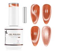 Nicedeco Esmalte Gel Cat Eye Magnético Naranja Transparente 15ml con Imán - Efecto Cristal Brillante Larga Duración Brillo Reflectante Esmalte de Uñas UV Translúcido para Salón y DIY - Vegano