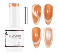Nicedeco Esmalte Gel Cat Eye Magnético Naranja Transparente 15ml con Imán - Efecto Cristal Brillante Larga Duración Brillo Reflectante Esmalte de Uñas UV Translúcido para Salón y DIY - Vegano