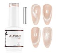 Nicedeco Esmalte Gel Cat Eye Magnético Oro Rosa Transparente 15ml con Imán - Efecto Cristal Brillante Larga Duración Brillo Reflectante Esmalte de Uñas UV Translúcido para Salón y DIY - Vegano