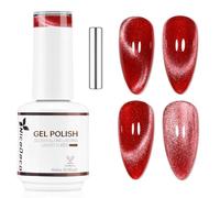 Nicedeco Esmalte Gel Cat Eye Magnético Rojo Transparente 15ml con Imán - Efecto Cristal Brillante Larga Duración, Brillo Reflectante Esmalte de Uñas UV Translúcido para Salón y DIY - Vegano