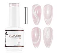 Nicedeco Esmalte Gel Cat Eye Magnético Rosa Bebé Transparente 15ml con Imán - Efecto Cristal Brillante Larga Duración Brillo Reflectante Esmalte de Uñas UV Translúcido para Salón y DIY - Vegano