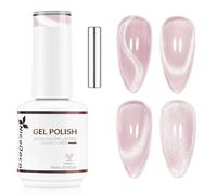 Nicedeco Esmalte Gel Cat Eye Magnético Rosa Nude Transparente 15ml con Imán - Efecto Cristal Brillante Larga Duración Brillo Reflectante Esmalte de Uñas UV Translúcido para Salón y DIY - Vegano