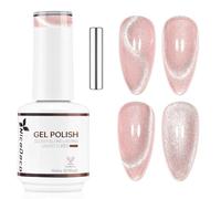 Nicedeco Esmalte Gel Cat Eye Magnético Rosado Transparente 15ml con Imán - Efecto Cristal Brillante Larga Duración Brillo Reflectante Esmalte de Uñas UV Translúcido para Salón y DIY - Vegano