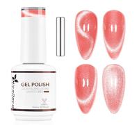 Nicedeco Esmalte Gel Cat Eye Magnético Rosado Transparente 15ml con Imán - Efecto Cristal Brillante Larga Duración Brillo Reflectante Esmalte de Uñas UV Translúcido para Salón y DIY - Vegano